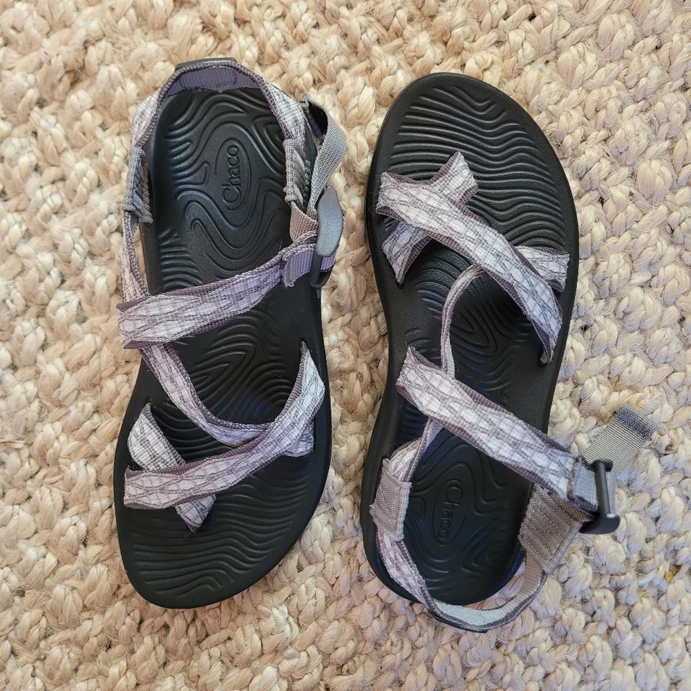 Chaco Women's Black Sandals with Light Purple Straps - Picture 3 of 14